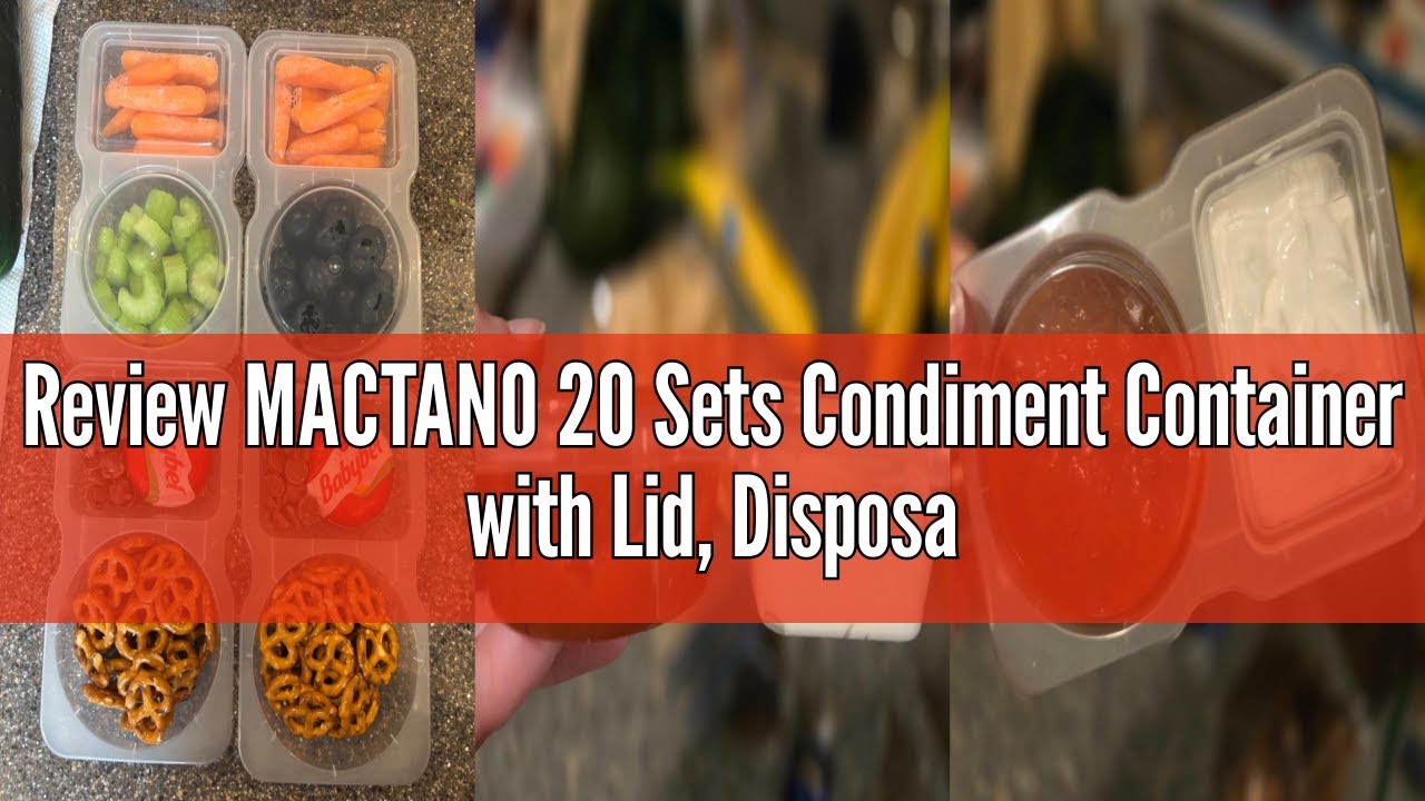 Review MACTANO 20 Sets Condiment Container with Lid, Disposable Double Compartment Plastic Container