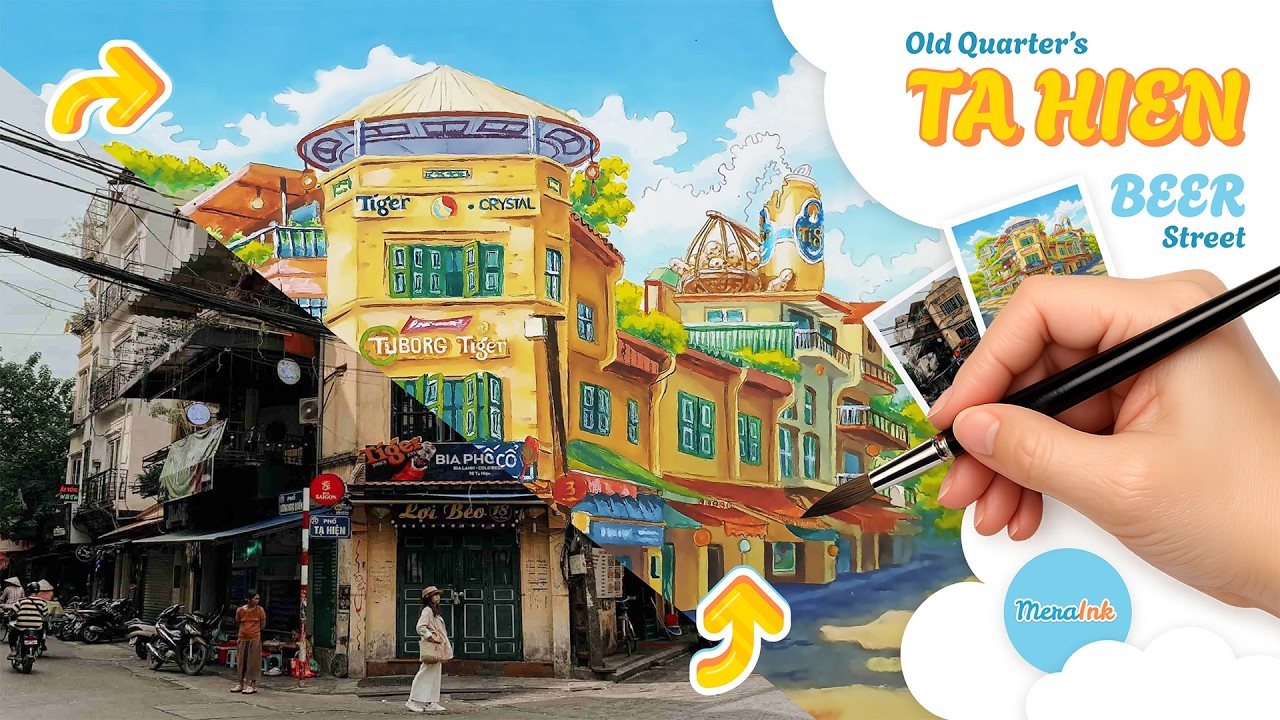 Turning Hanoi TaHien Beer Street into Anime Art | Phố Bia Tạ Hiện Biến Thành Tranh Hoạt Hình Ghibli