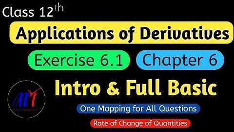 Chapter 6  Exercise 6.1 ( Intro & Full Basic ) Application of Derivatives Class 12 Maths