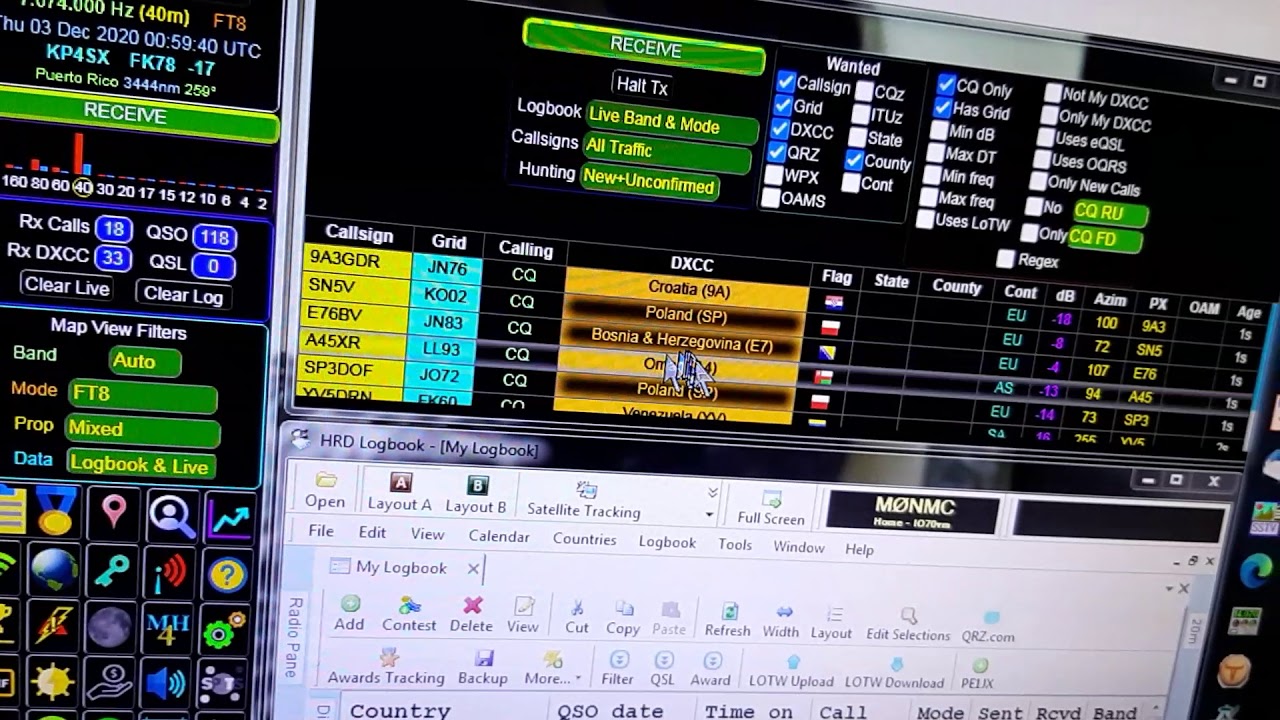 My FT8 Setup using Gridtracker, HRD Logbook and WSJT-X - YouTube
