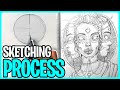 Drawing a Quick Sketch of Gemini - Zodiac Goddesses Illustration Process Step by Step