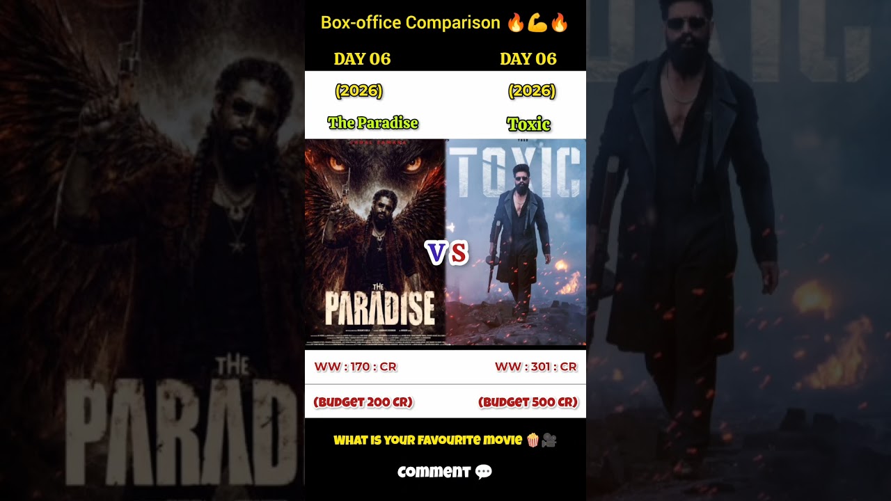 The Paradise Vs Toxic DAY 06 | Worldwide Collection Box-office Comparison Movies 🔥💪🔥🍿🎥💬💯#shorts