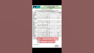 NICL ASSISTANT MAINS CUTOFF OUT 2024-25 #niclassistant #niclao #niaclassistant #ibpsclerk #sbi