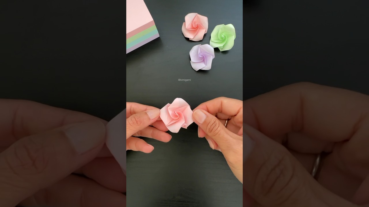 Sticky note origami rose shorts tutorial Fumiaki Shingu  origamirose  origami  paperrose