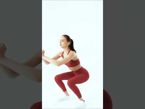 Red sports tights yoga pants with hot model