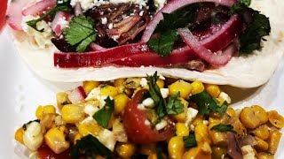 Pork Hock Carnitas with easy homemade Pickled Red Onions and Corn Salad!