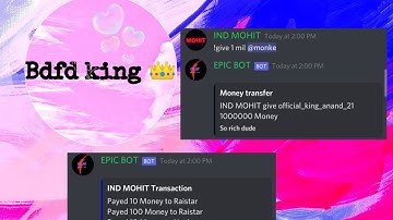 Bdfd give money command with millions and all | with transaction history| by ind mohit