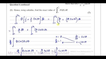 6666/01 Edexcel C4 (GCE) JUN 2010 Q6(b) Integration by Parts, Trig Functions