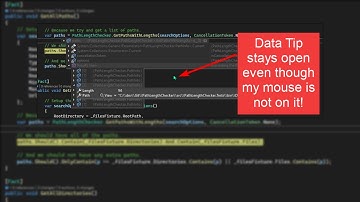 Visual Studio - Keep data tips open until you click away when debugging