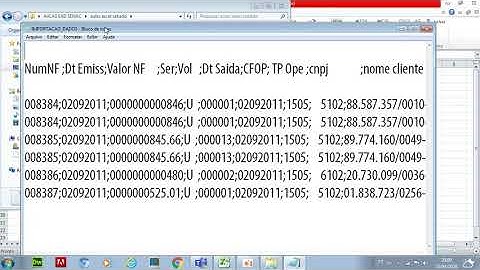 Importação dados (arquivo txt)