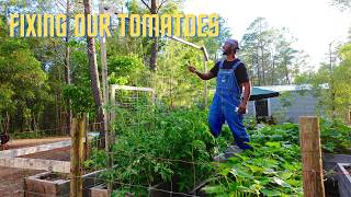String Trellising Tomato Plants in a Garden Bed Before It’s Too Late | Private Plane Tour | E.p. 51