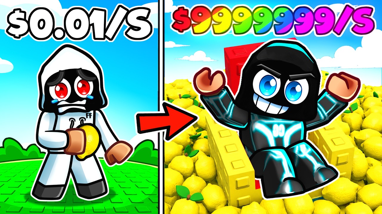 $0 To $100 BILLION By SELLING LEMONS in Roblox!