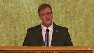 Anton E. Bowden addresses students in BYU devotional