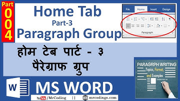 MSWORD-004-MS Word Paragraph Group in Home Tab | Hindi | MS Word Tutorial for Beginners