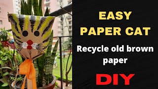 paper cat || how to recycle brown paper bag || best paper craft ||cat puppet ||easy craft idea|| DIY