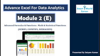 Module 2(E) | Math & Statistical Functions SUMIFS, COUNTIFS, AVERAGEIFS | Advance Excel For DA