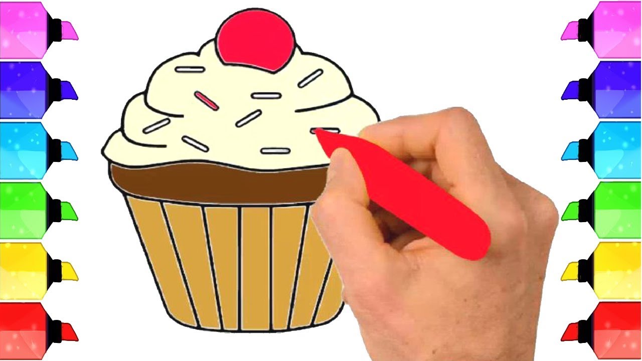 How To Draw A Cute Cupcake Draw A Birthday Cupcake Easy Drawing