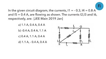In the given circuit diagram, the currents, I1 = - 0.3, I4 = 0.8 A and I5 = 0.4 A, are flowing as ..