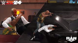 The Rock destroys Cody Rhodes leaving him bloody in the parking lot attack March 25, 2024 WWE 2K24
