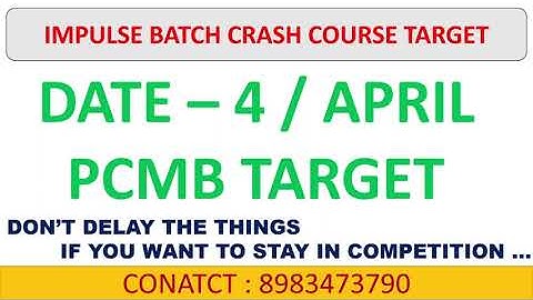 IMPULSE BATCH CRASH COURSE DAY 7  TARGET |  PCMB AT YOUR FINGER TIPS