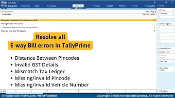 How to Fix E-Way Bill Errors in TallyPrime | Distance b/w Pincode, Vehicle Number