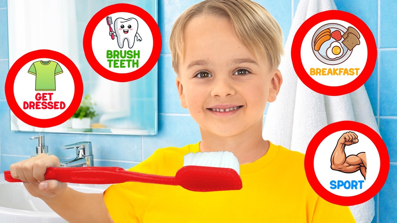 Тётя помогает детям собраться в школу.