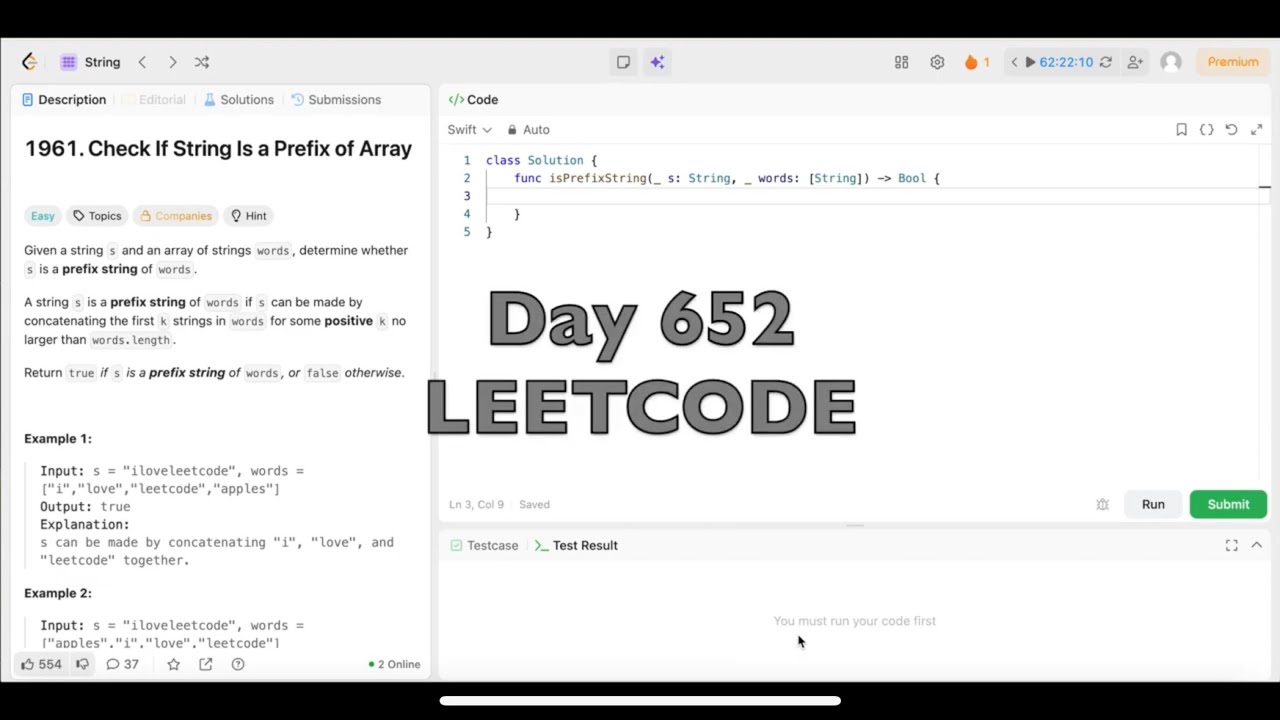Day 652: LeetCode Problem 1961. Check If String is a Prefix of Array ...