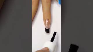 simple nail art for beginners, black french tip with bow and silver stones #shorts #nails #tutorial