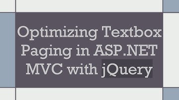 Optimizing Textbox Paging in ASP.NET MVC with jQuery