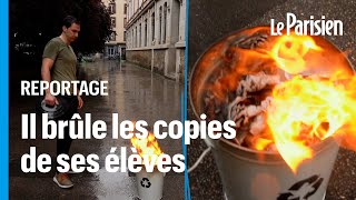 Paris : un enseignant brûle des copies du bac de ses élèves devant leur lycée