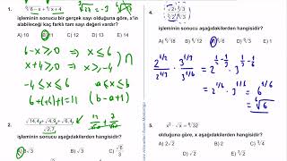 9. Sınıf Matematik Kazanım Kavrama Test 17 (Üslü İfadeler ve Denklemler) Çözümler