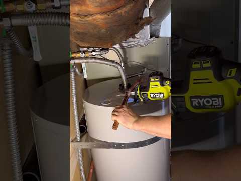 swapping out a hot water heater with the help of Ryobi 18V one + tools #RyobiCreator