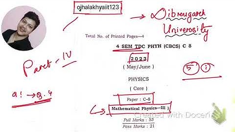 Solved paper c-8 Mathematical physics 2023 Dibrugarh University Part4