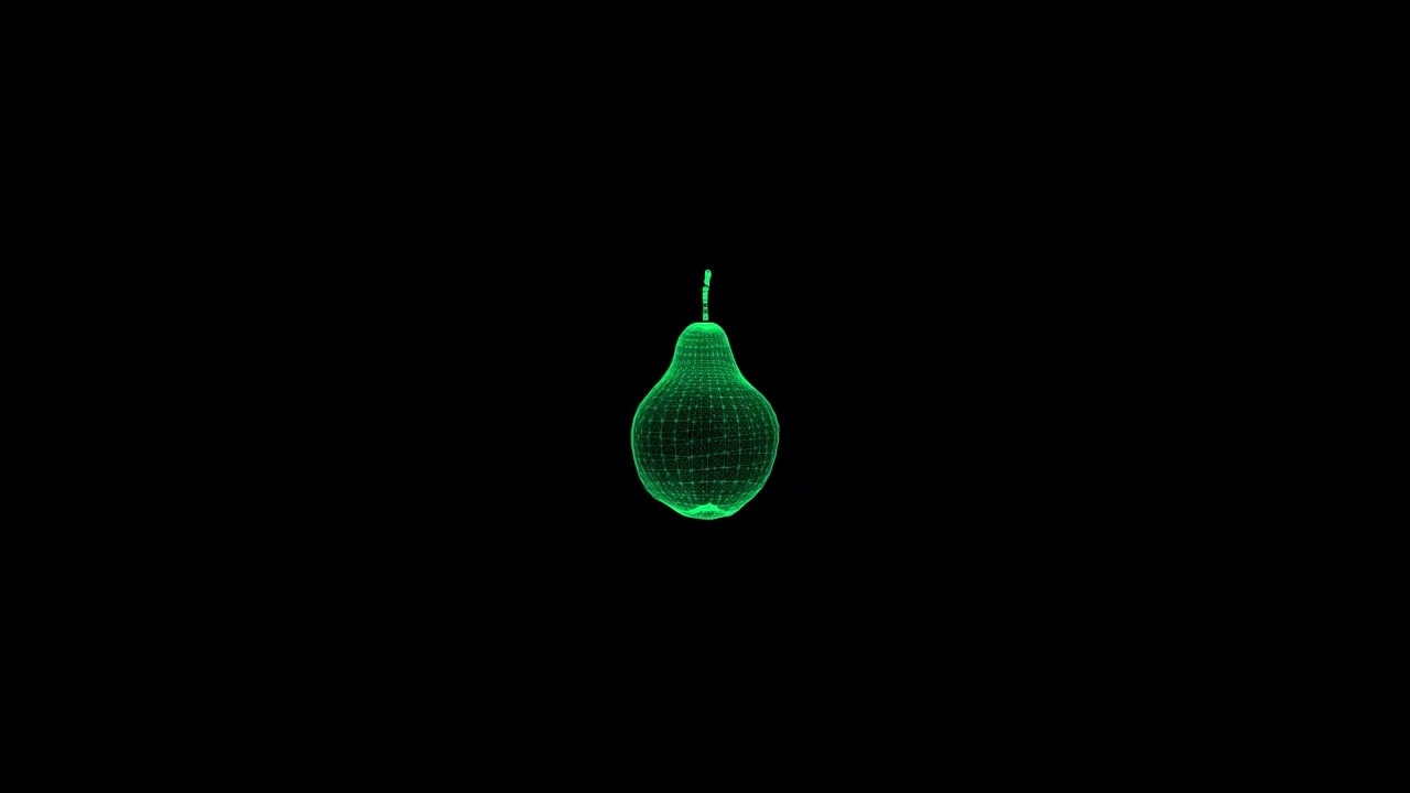 4K Wireframe Pear | Futuristic Network Overlay (Free to Use)