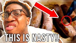 worms BLEED out of sausage OMG WTF!!