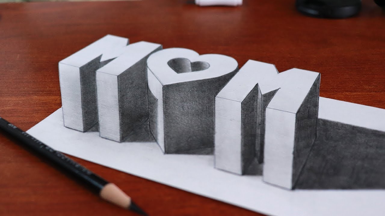 Comment dessiner un mot de maman - Amour pour maman - Dessin facile