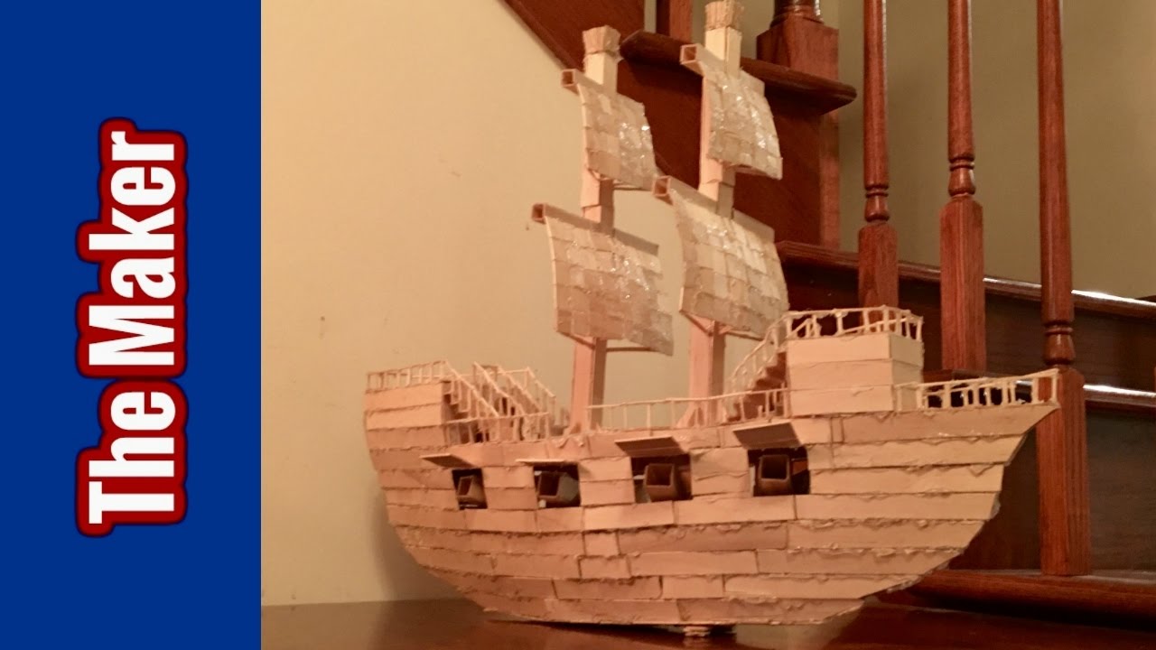 popsicle stick model of a ship hd - youtube