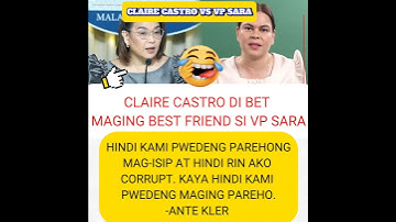 CLAIRE CASTRO VS VP SARA DUTERTE: HINDI AKO CORRUPT😂 #funny#comment#jokes#foryou#shorts