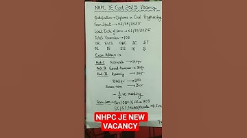 NHPC JE  Exam syllabus detail. #newvacancy #engineering #ssc #aspirants #motivation #selection #love