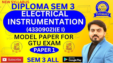ELECTRICAL INSTRUMENTATION (EI)(4330902) IMP MODEL PAPER FOR GTU EXAM | DIPLOMA SEM 3 ELECTRICAL IMP
