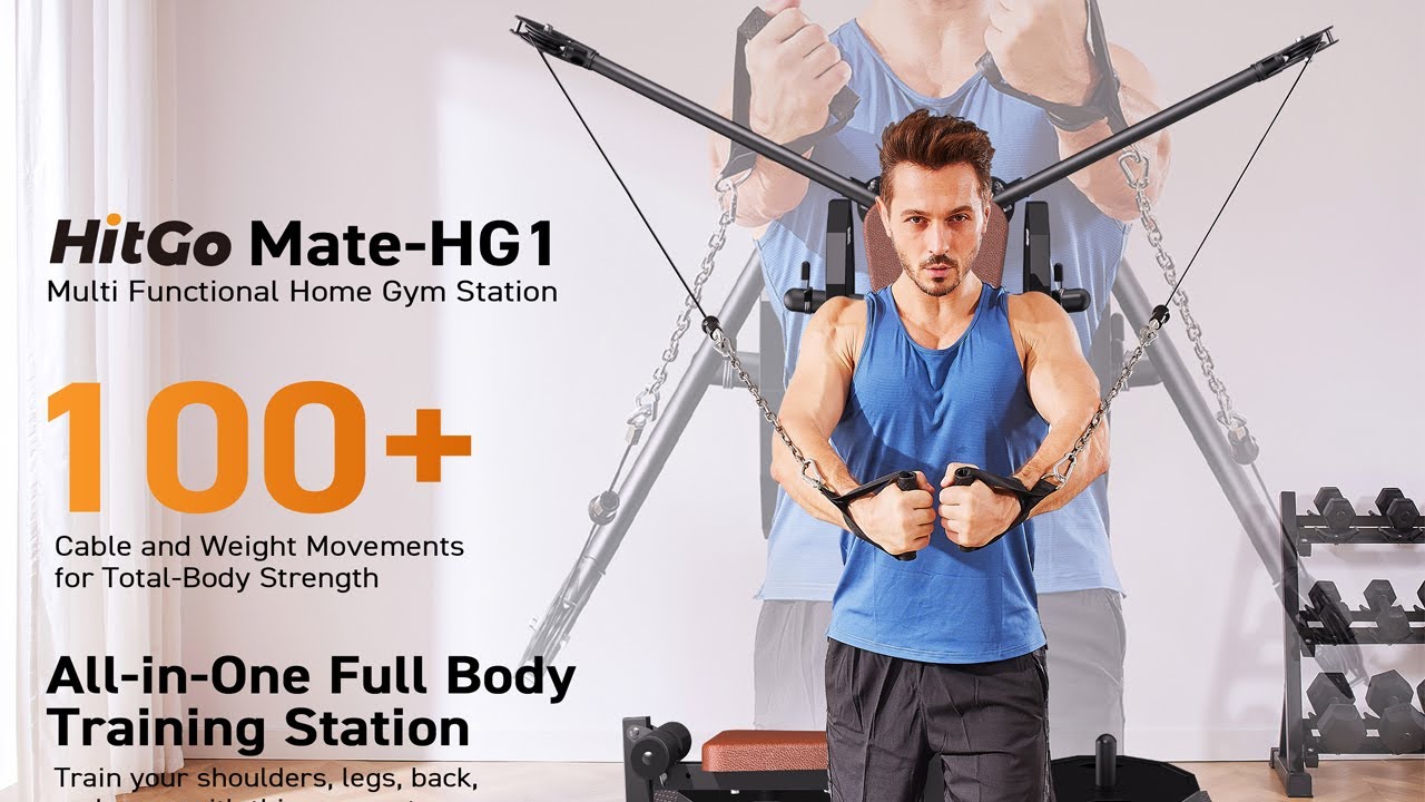 HitGo HG1 All-in-One Home Gym Station | Compact Plate-Loaded Fitness Machine for Full-Body Training