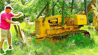 UGLY SMALL DOZER HAS TREE GROWING THROUGH IT! Will it start?