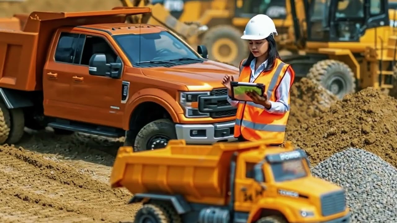 Racing & Cement Truck & Friends Build a City