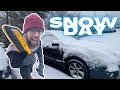 Day in the life of a car dwelling gig worker  snow day  living in a car  