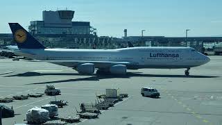 LH456 to Los Angeles D-ABYO B747-8i pushabck and roll out at gate z58 frankfurt airport