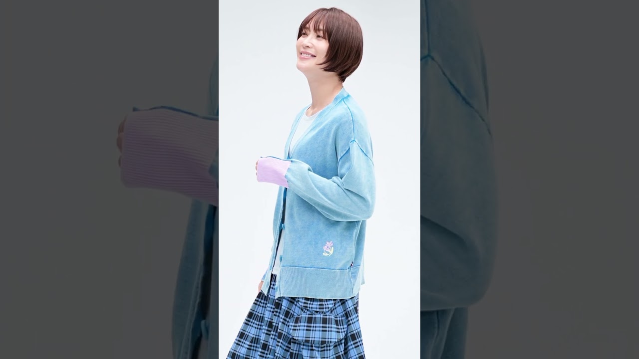 PERSONS デニムライクウォッシュ配色カーディガン&Tシャツセット