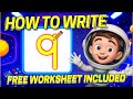 Learn to Write Number 9 - Interactive Writing Lesson + Free Worksheet (Coco + Super Simple Inspo)