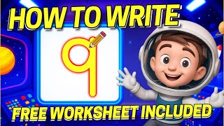 Learn to Write Number 9 - Interactive Writing Lesson + Free Worksheet (Coco + Super Simple Inspo)
