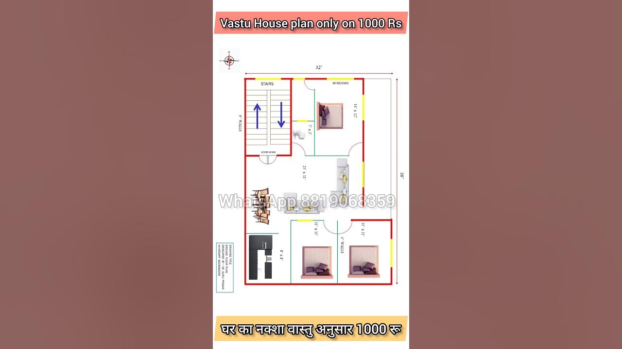 32-x-36-house-plans-32x36-ghar-ka-naksha-32x36-house-design-ll-3bhk-ll-plan-43-short-youtube