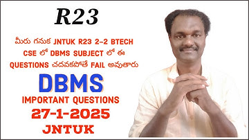 TIPS TO PASS JNTUK R23 2-2 BTECH CSE DBMS SUBJECT  & IMPORTANT QUESTIONS #jntuk